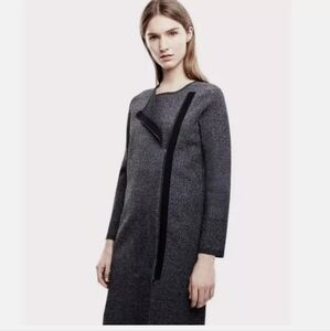 Theory Lioralee Prosecco Stretch Jacket Coat SMALL Gray Black Asymmetric Zip Up